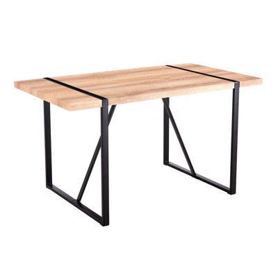 Table de salle à manger rectangulaire en bois industriel pour 6 personnes, 55,1 po x 31,4 po x 29,9 po, plateau de 1,5 po d'épaisseur et pieds en métal noir, pouvant accueillir 6 personnes, 55,1 po x 31,4 po x 29,9 po, plateau de table avec cuisine