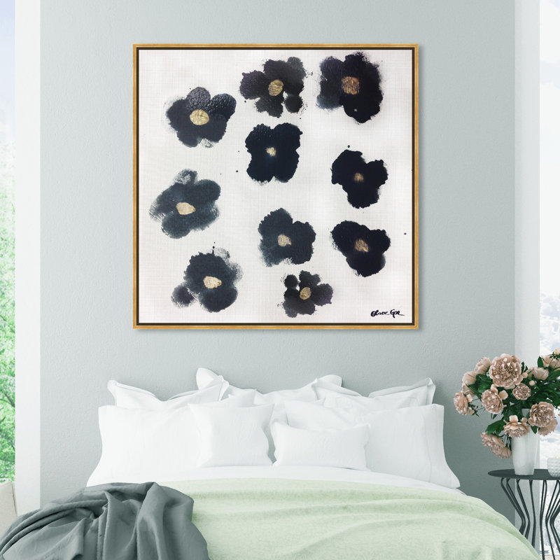 Coco's Gold Camellias - Graphic Art, 40" H x 40" W, Gold Framed, No Mat