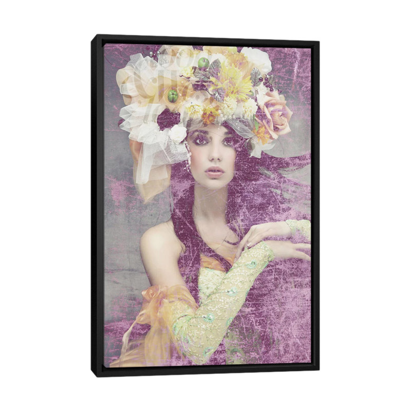 «Flower Lady», impression sur toile, Toile avec cadre noir, H 48 po x l 32 po x P 1,5 po