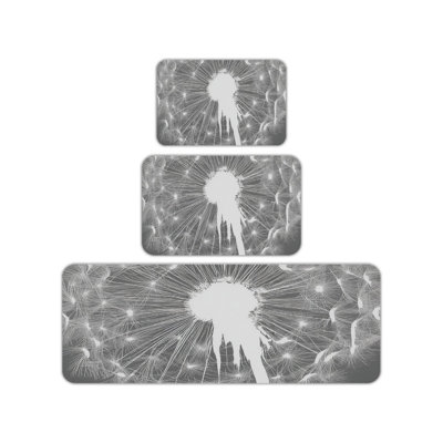 Tapis de cuisine gris pour pissenlit 3 pièces