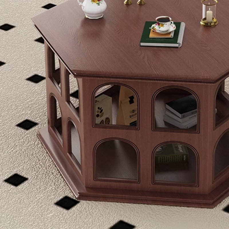 Solid wood coffee table with retro design, Brown
