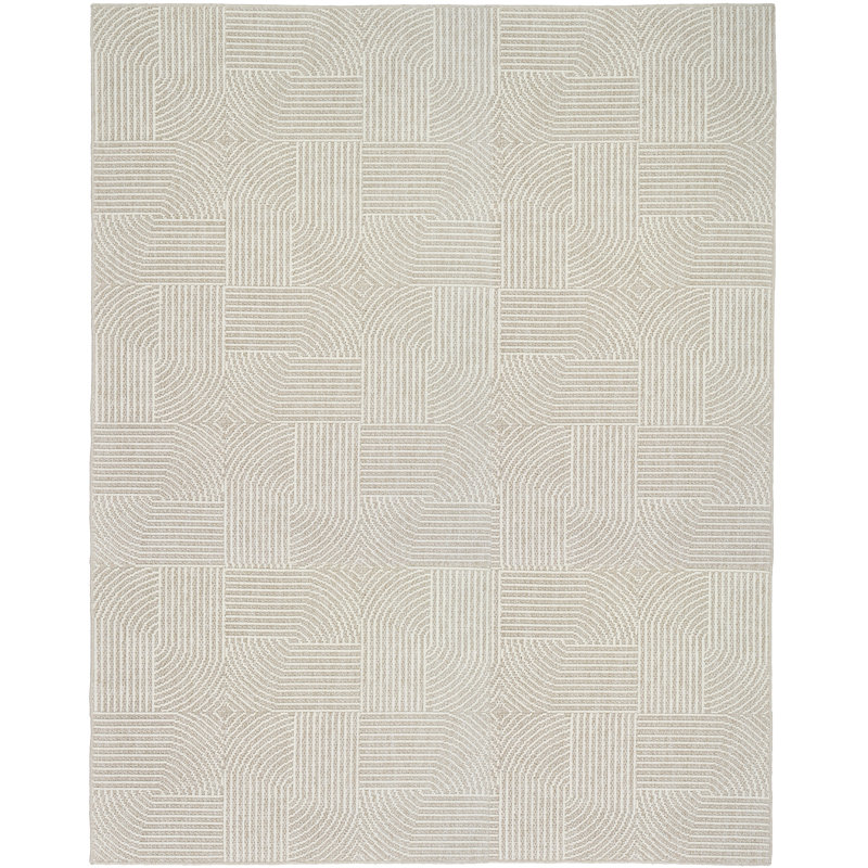 Tapis d'intérieur moderne ivoire Coedy, Rectangle 7 pi 10 po x 9 pi 10 po