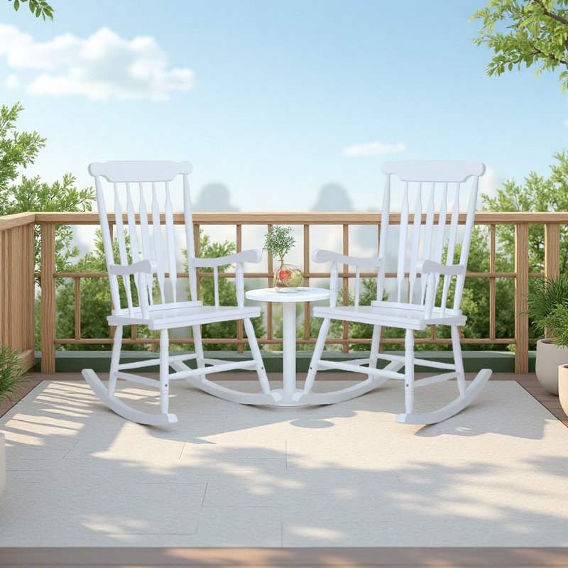 Outdoor Rocking Solid Wood Chair (Set of 2)
