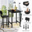 Ensemble de table de bar 3 pièces, table haute carrée avec 2 tabourets de bar avec dossier, ensemble de repas bistro rustique pour cuisine, appartement, bar à domicile-676247456