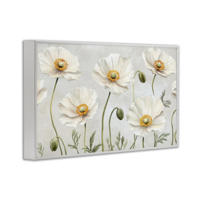 Buds And Daisies Floral Framed Giclee, design by Petal Prints Design