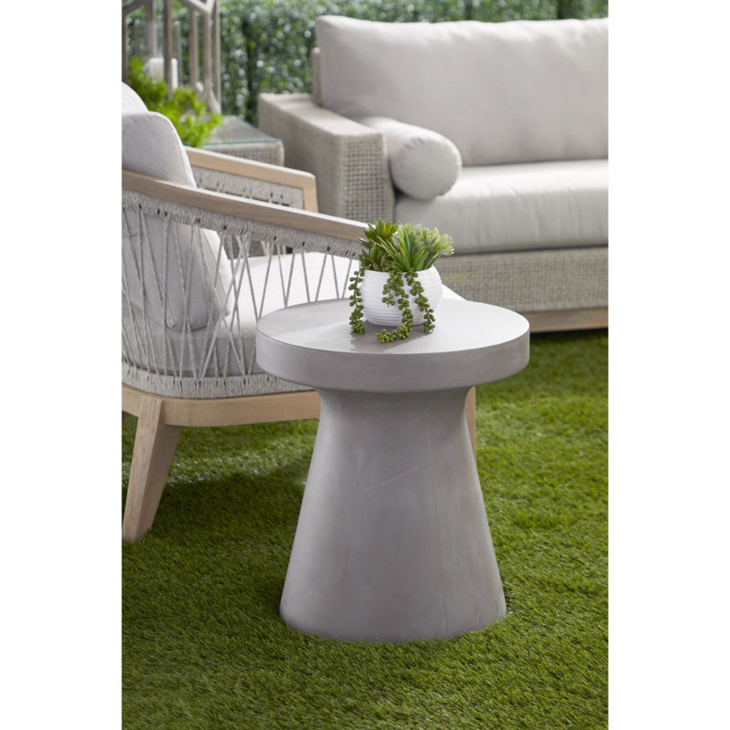 Javette Round Outdoor Side Table , 17.75'' in. W 17.75'' in. D, Gray