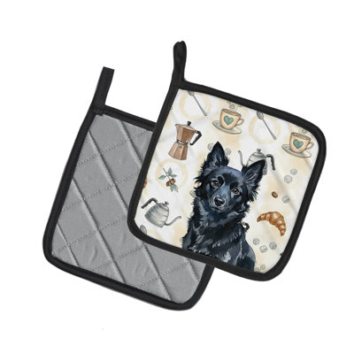 Schipperke Coffee Bar Pair of Pot Holders