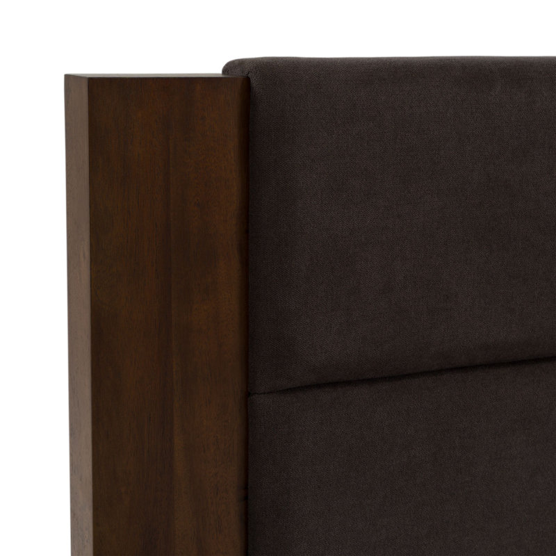 Ensemble de chambre avec lit tapissier Boushra, Grand, Noyer foncé