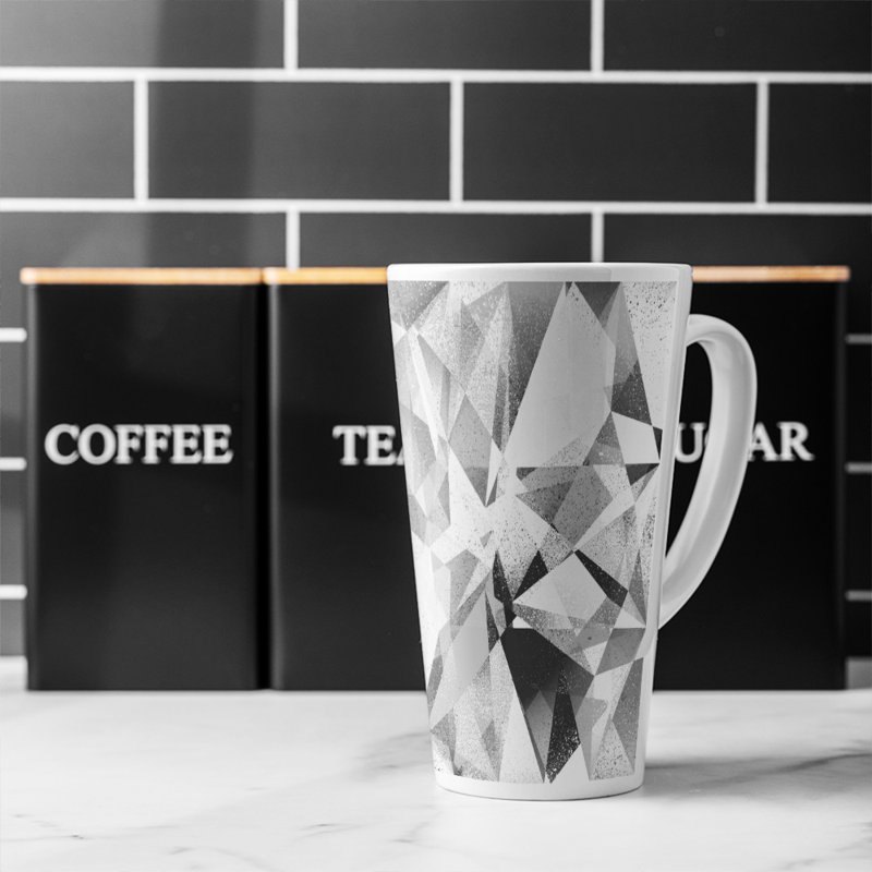 White Geometric Grunge Pattern Latte Mug