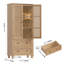 Armoire de rangement moderne en bois avec 2 tiroirs, portes en rotin et tablettes réglables-575374493