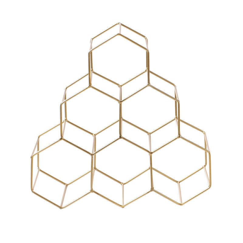 6 Bottle Open Shelving Wine Bottle Rack Gold