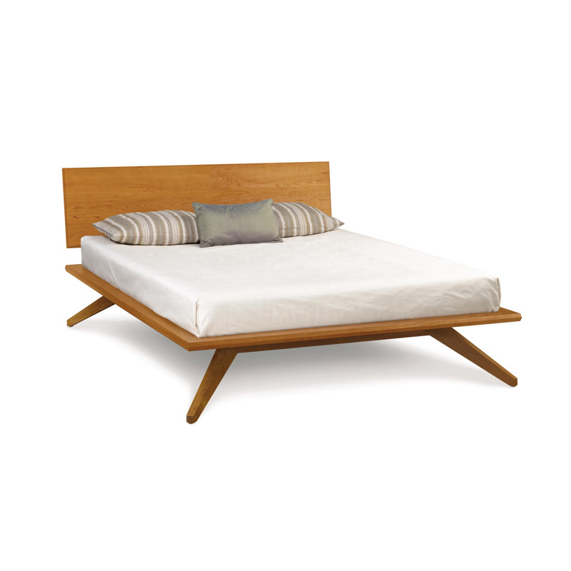 Astrid Solid Wood Platform Bed, Natural Cherry, Queen, Conventional