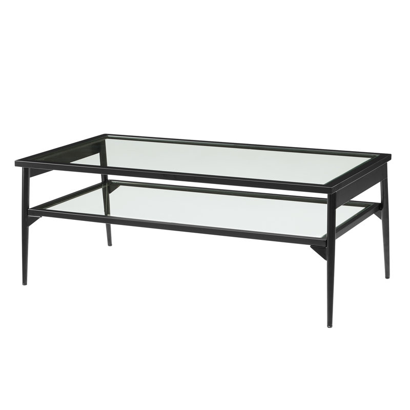 Four Leg Coffee Table with Storage, Black/Clear