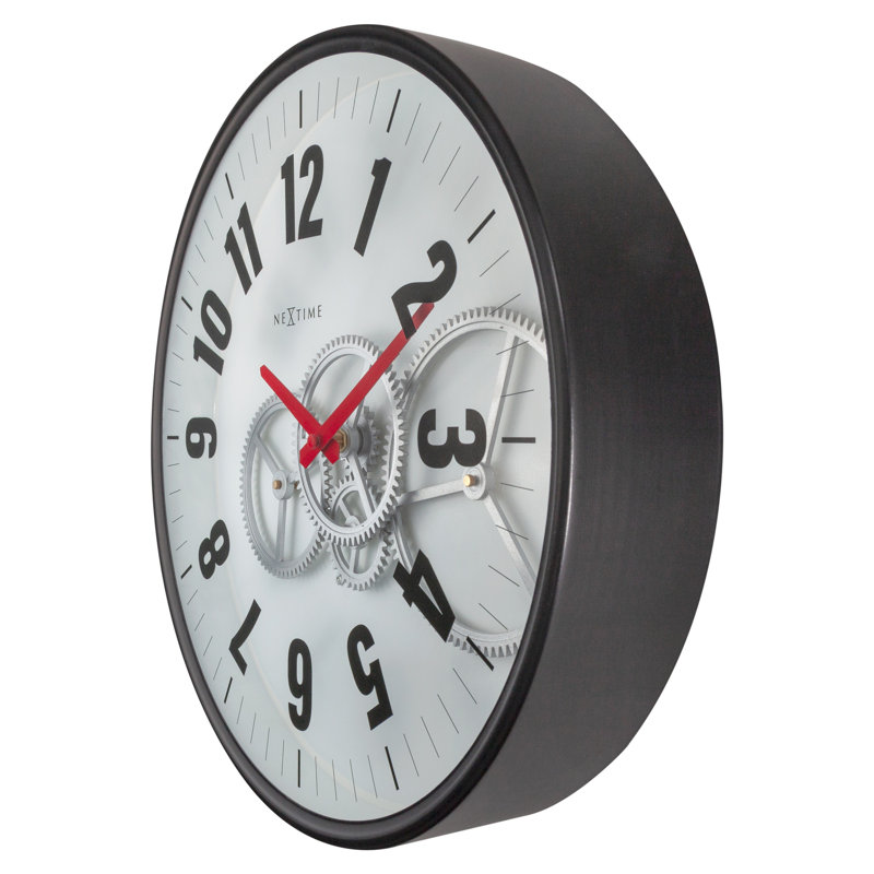 Gear Metal Wall Clock, White