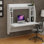 Bureau d'étude moderne blanc avec option de fixation murale, 48,6 po x 47,2 po x 21,7 po | 100% panneau de particules enduit de mélamine, épaisseur: 0,7 pouce | Nombreuses tablettes pour l'organisation, la conception élégante et fonctionnelle pour la maison ou le bureau