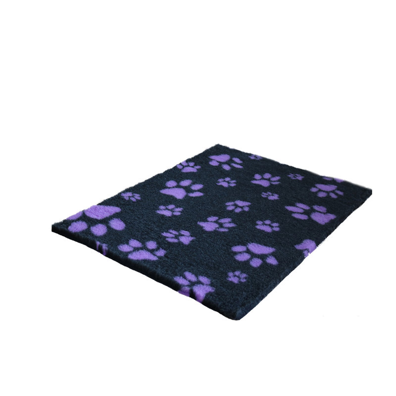 Vet Fleece Bedding | Non-Slip Multi-Paws Vet Bed O Animal Print Fleece Pet Bed, Charcoal/Lilac, 3cm H x 91cm W x 91cm D