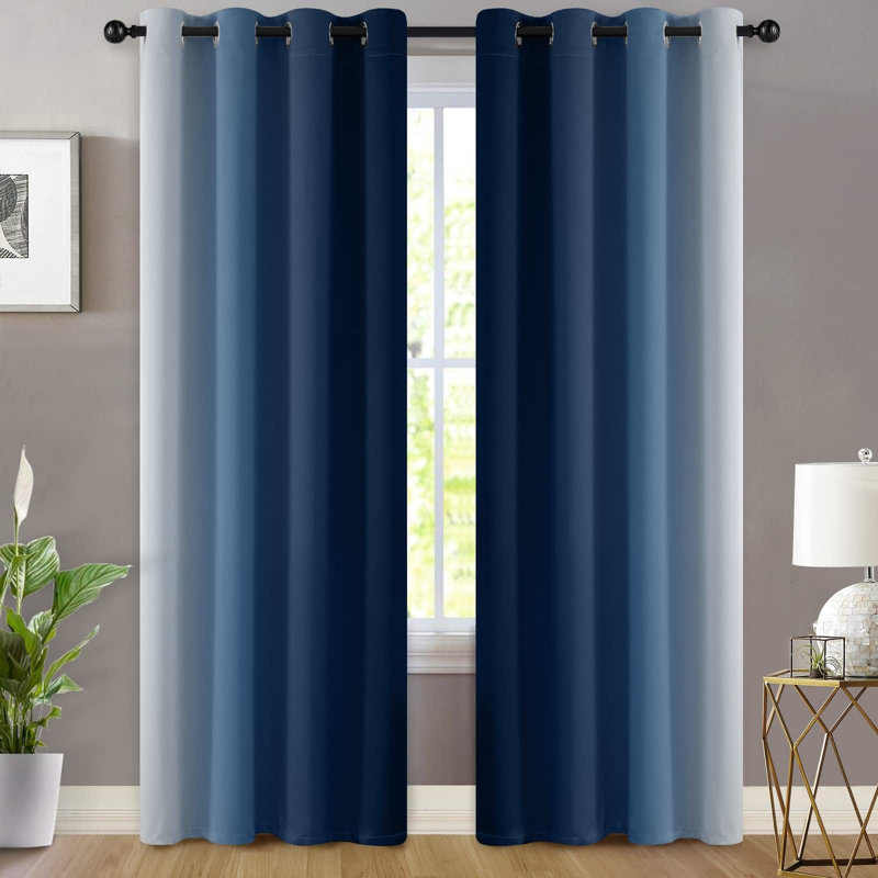 Rideaux occultant et isolant et isolant, Bleu, L 52 po x L 90 po