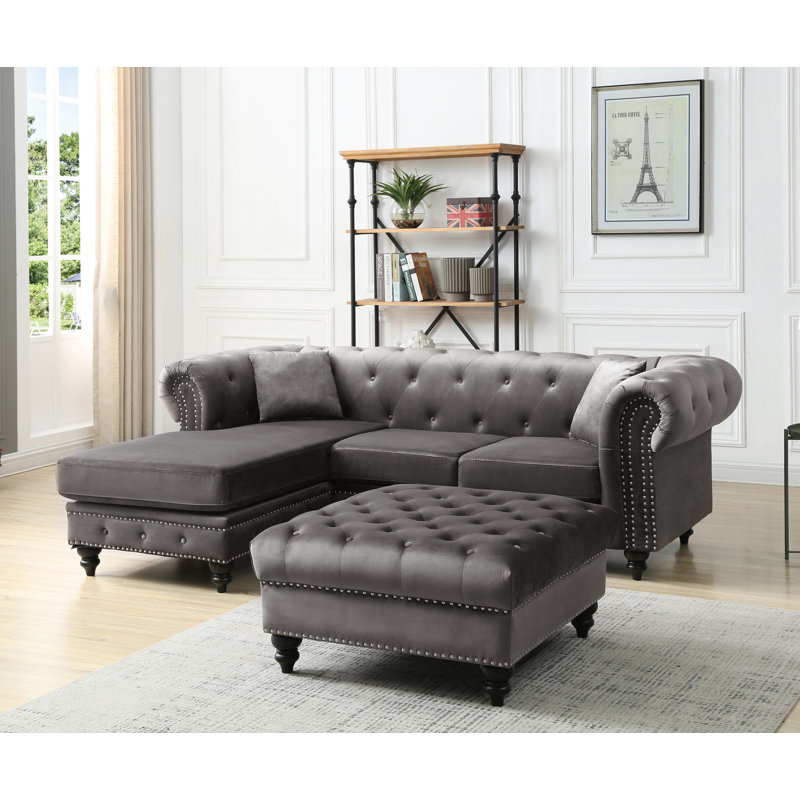 Mobilier avec méridienne, canapé rembourré, Dark Gray