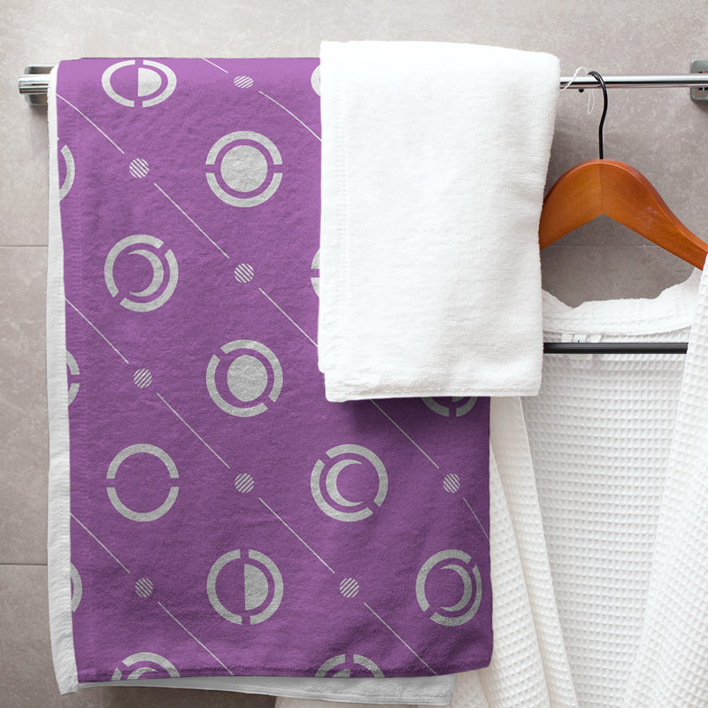 Serviette de bain Classic, Violet foncé / blanc cassé