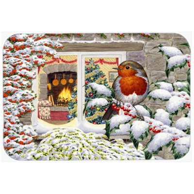 Caroline's Treasures European Robin Glass Cutting Board