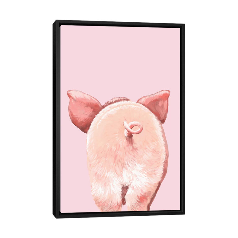 Art de cochon, Toile avec cadre noir, H 26 po x l 18 po x P 1,5 po