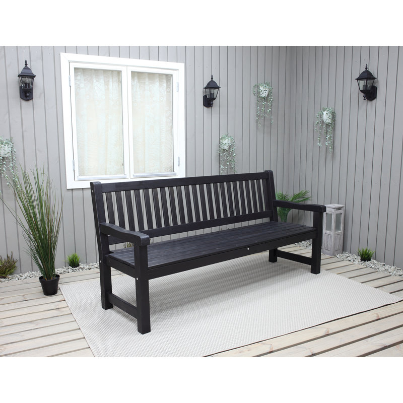 Olwanda Solid Wood Pine Outdoor Bench, Dark Coffee