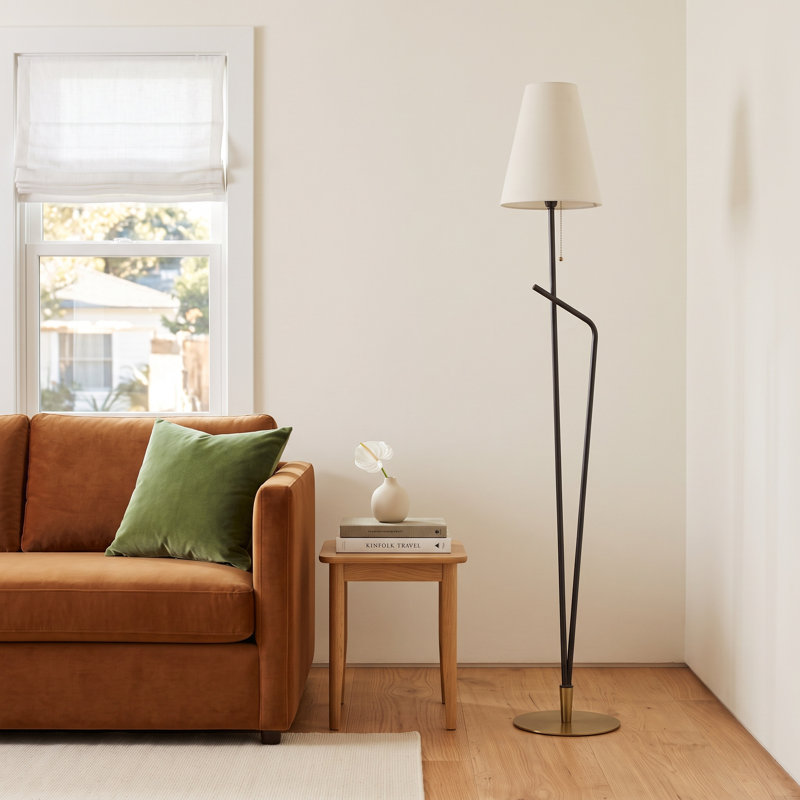 Clomer Floor Lamp, Black/Tan