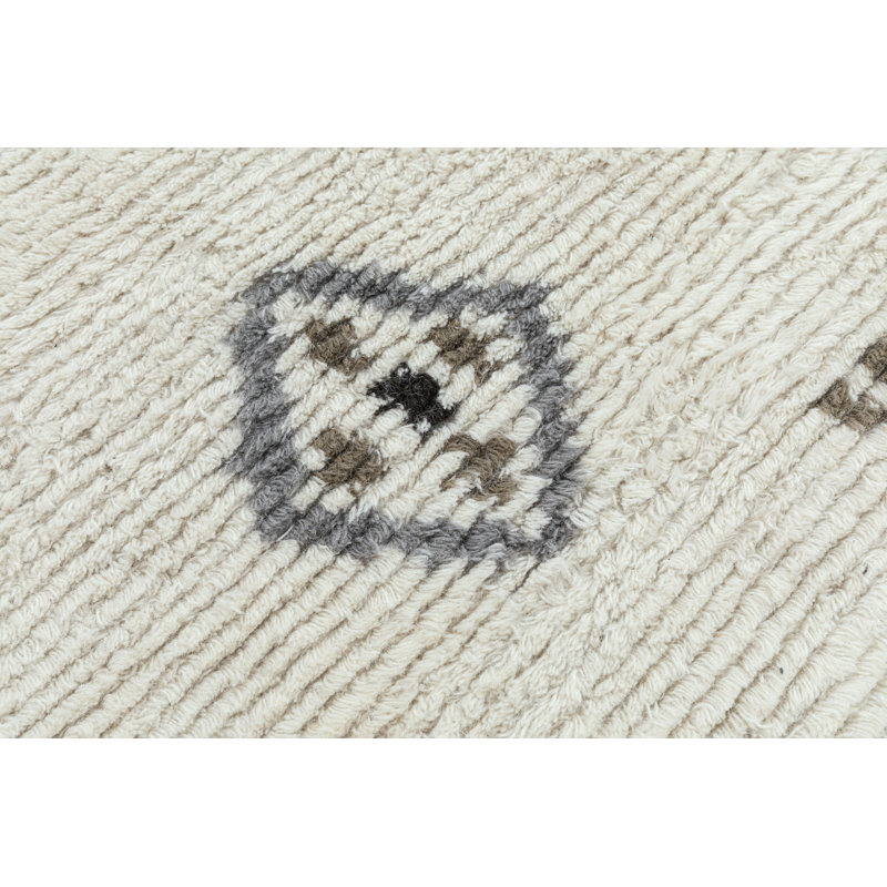 Rivah Hand Tufted Geometric Area Rug in Ivory/Brown/Black, Runner 2'6" x 8'