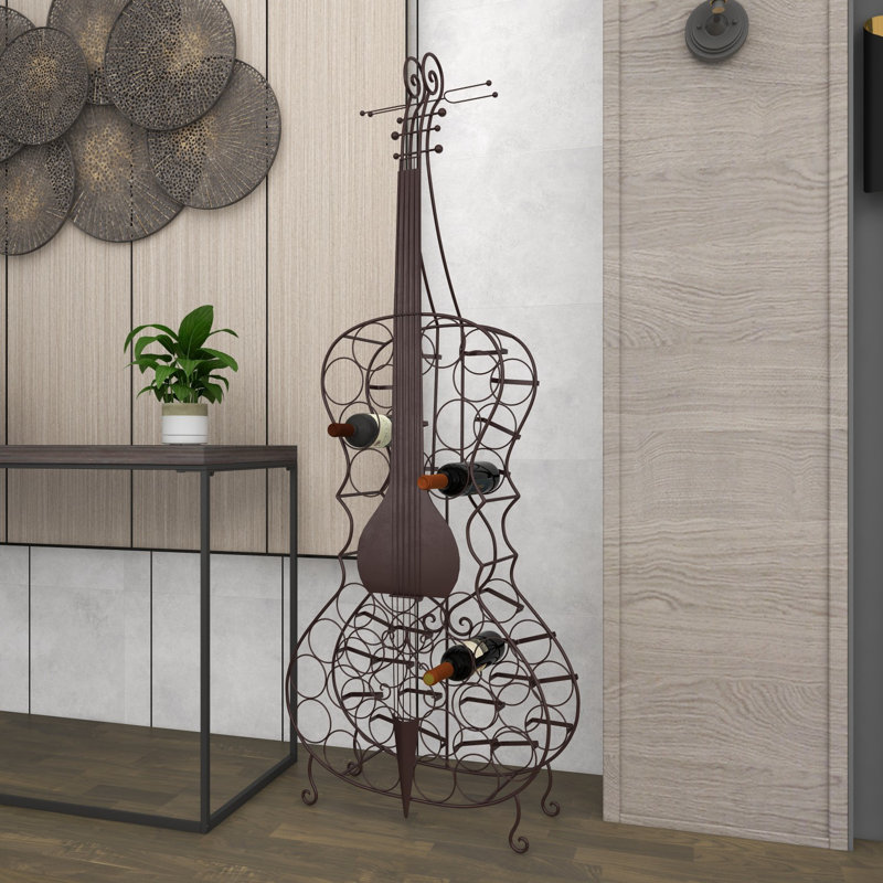 Black Metal Cello 26 Bottle Standing Wine Rack