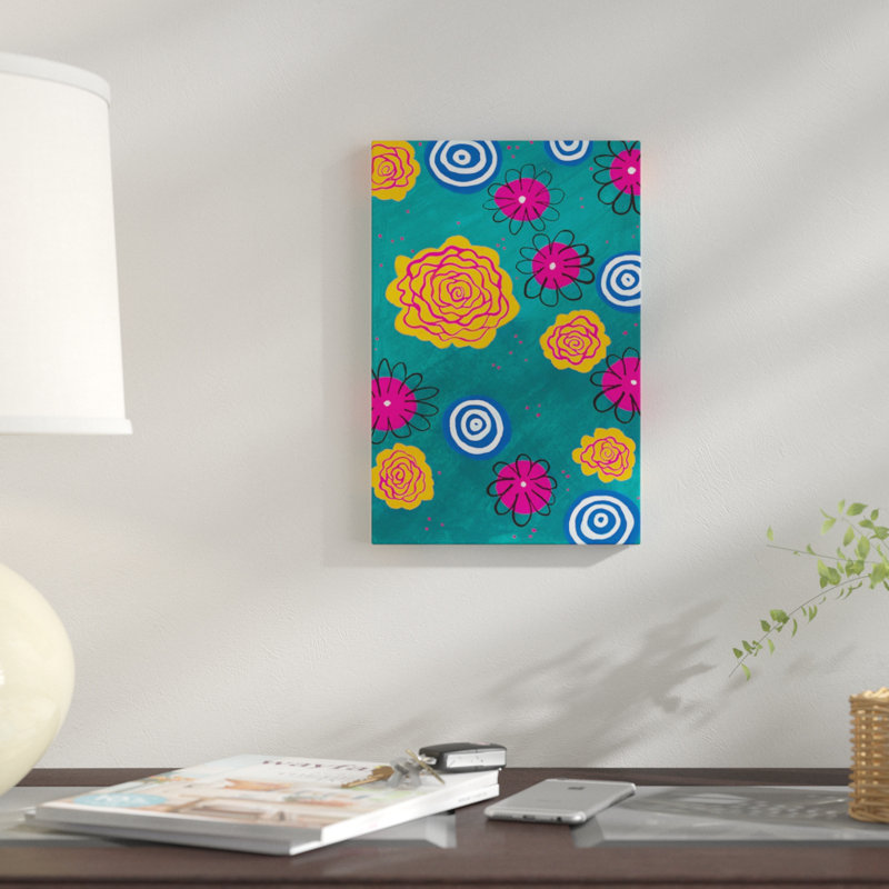 « fleur pop i », impression sur toile, H 26 po x l 18 po x P 1,5 po, Pas de tapis, Toile tendue