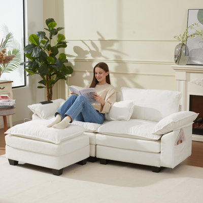 77.1'' Cloud Couch Sectional With USB, Chenille, Depth 24In