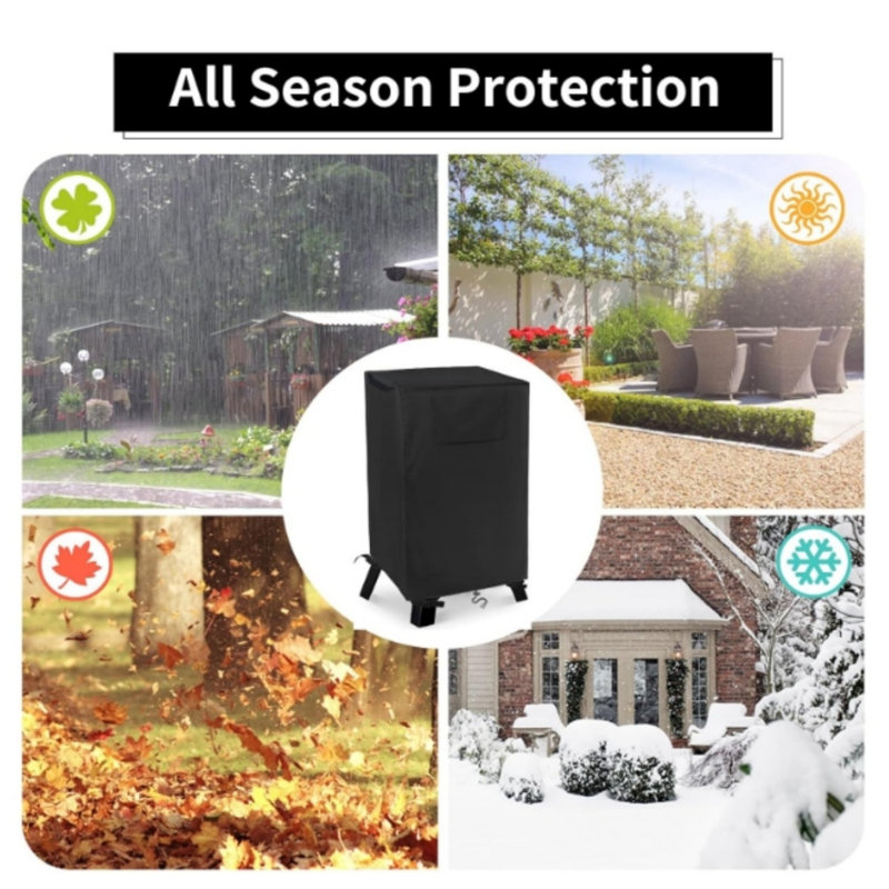 Housse de friteuse à dinde noire l 16 po x P 16 po x H 30 po | Housse de protection extérieure 400D imperméable avec évents et poignées