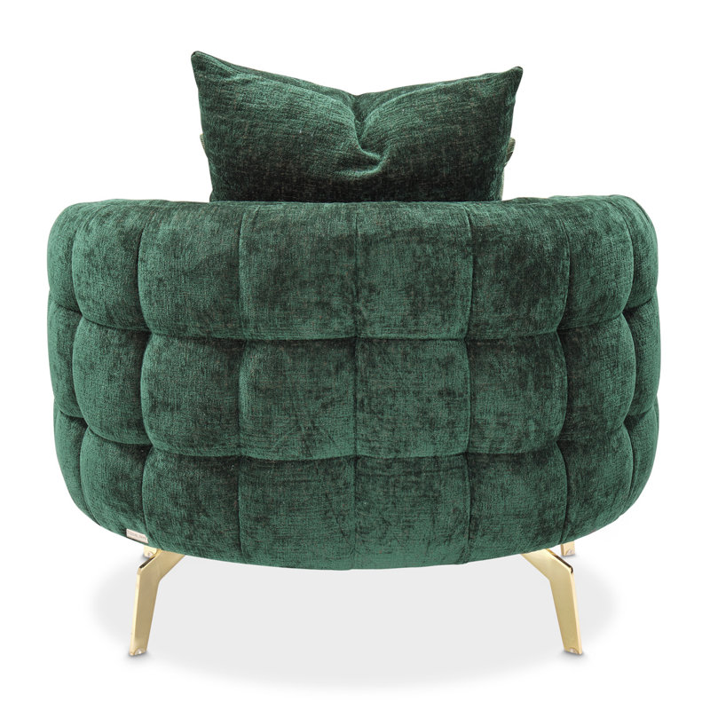 A La Carte Barrel Chair, Gold, Emerald Chenille