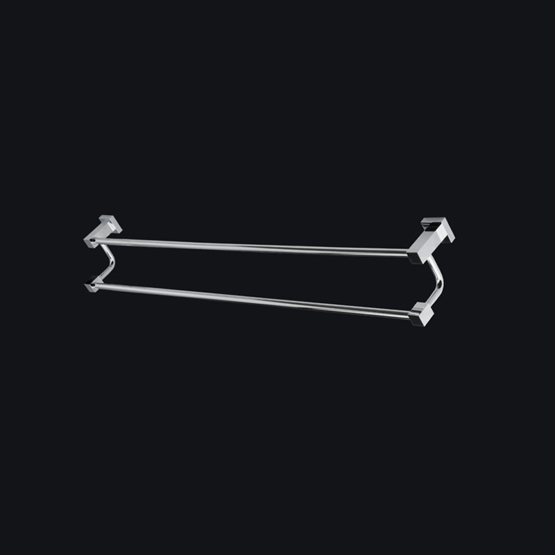 Kubista Double Wall Mounted Towel Bar, Polished Chrome