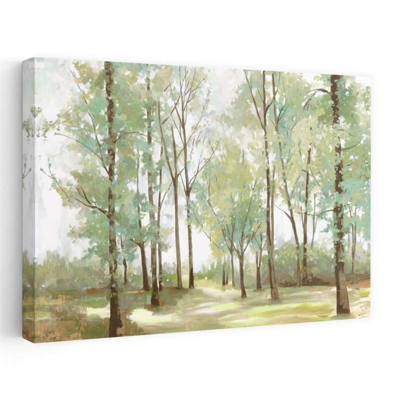 Peaceful Sunshine Landscape Tree Forest Nature Painterly Impressionist Art Contemporary, H 48 po x l 32 po
