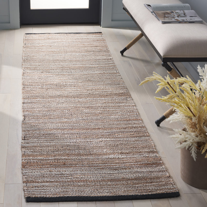 Natural Fiber 864 Flatweave Jute/Cotton No Pattern Indoor Use Only Rug in Natural/Gray, Runner 2'3" x 8'