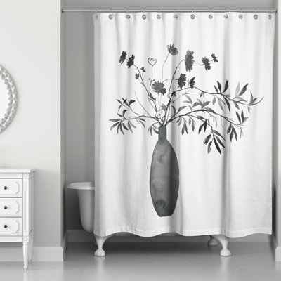 Floral Shower Curtain with Hooks Included