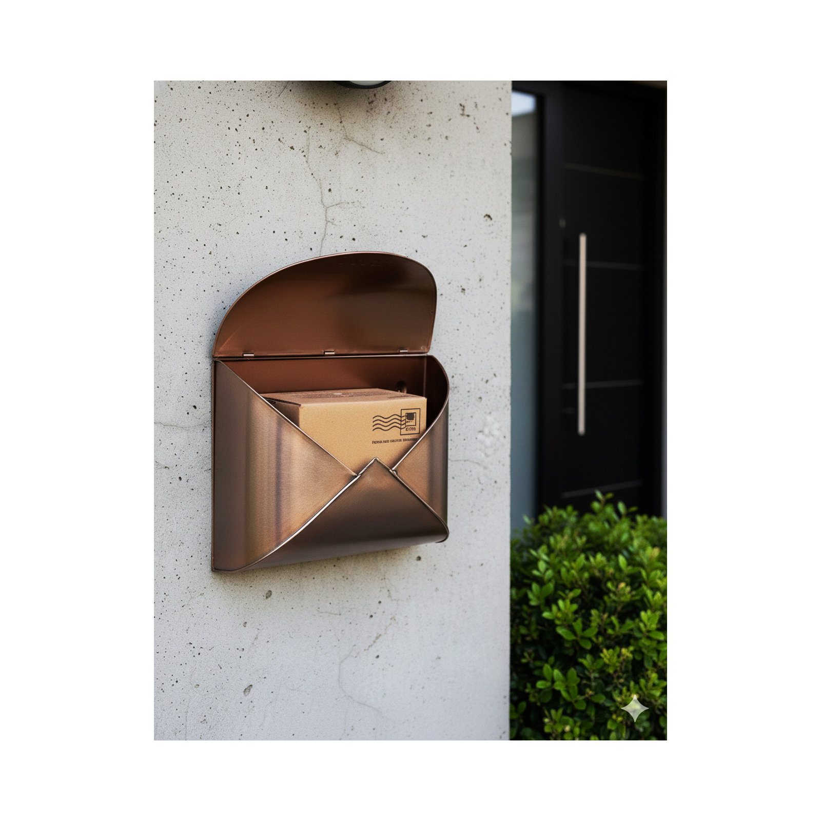 Metal Wall Mounted Mailbox, Copper