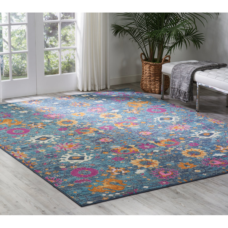 Geomar Floral Area Rug, Rectangle 160 x 221cm