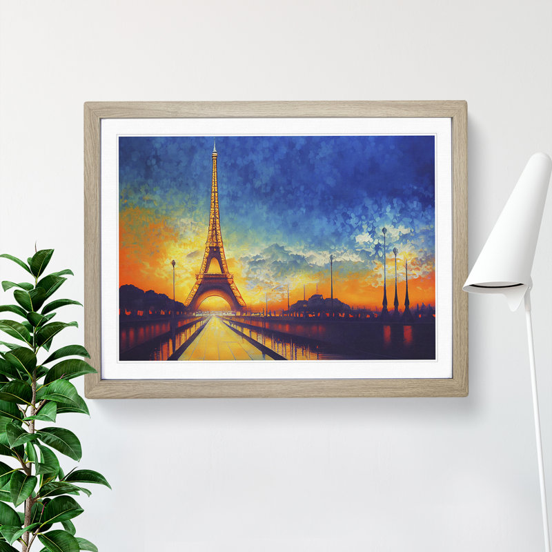 Eiffel Tower - Single Picture Frame Painting, 34cm H x 46cm W x 2cm D, Oak