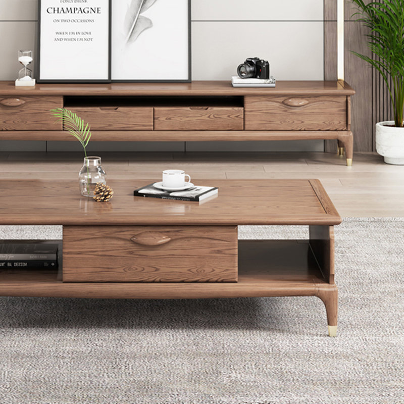 Ensemble de meuble télé et table basse en bois de frêne