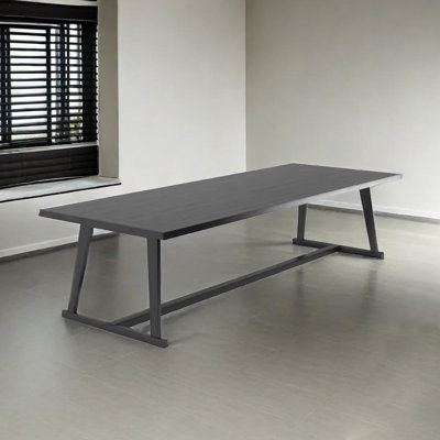 Simple rectangular solid wood dining table