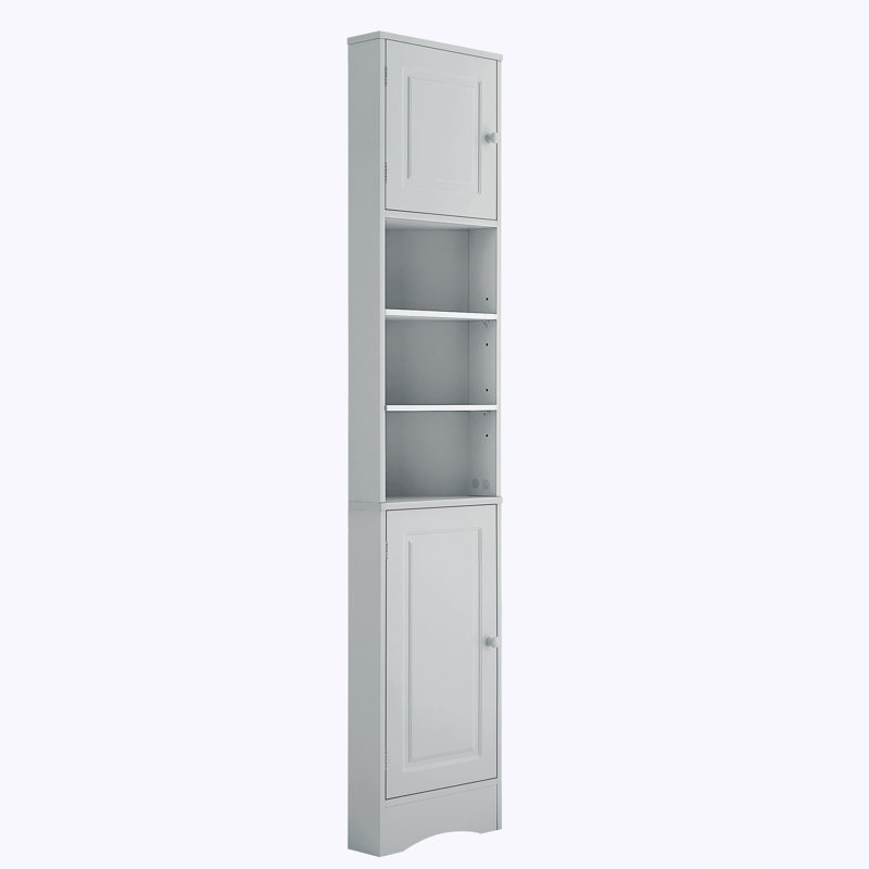 Armoire de rangement multi-fonctionnelle avec deux portes et tablettes réglables, Gris