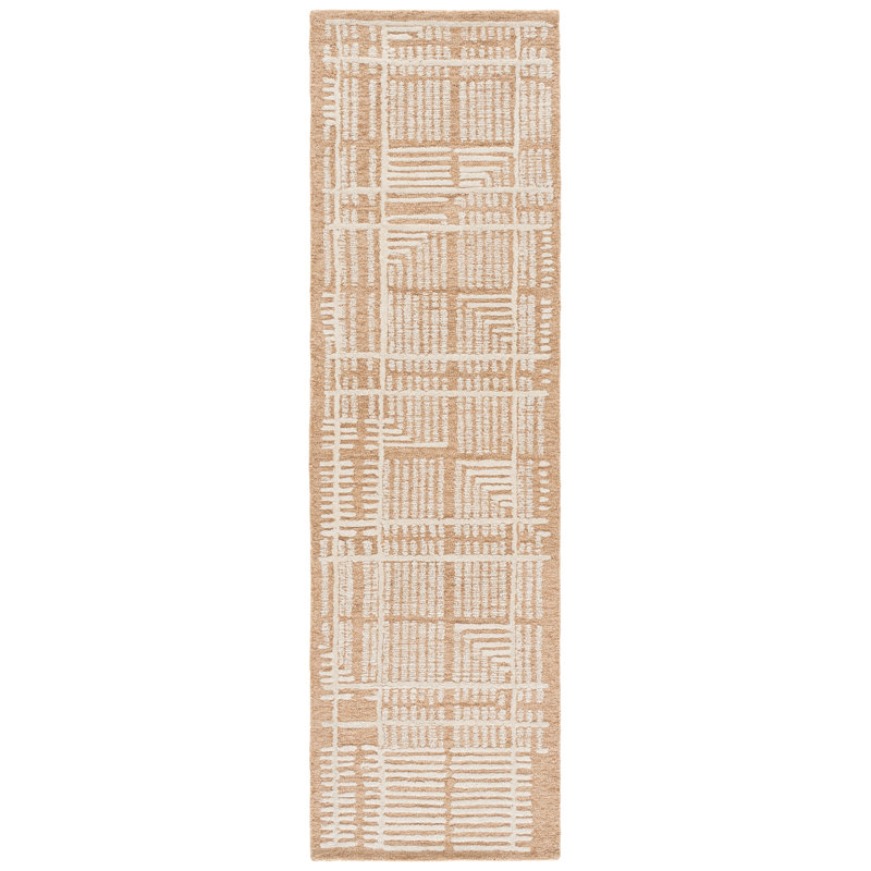 Laine touffetée à la main Harvest; Tapis d'intérieur en coton, 2'-3" x 8'-0" Runner