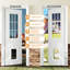 Portes extérieures - Dalle de porte en panneau de fibres à densité moyenne blanc transparent 9 Lite avec grande porte pour animaux-116302641
