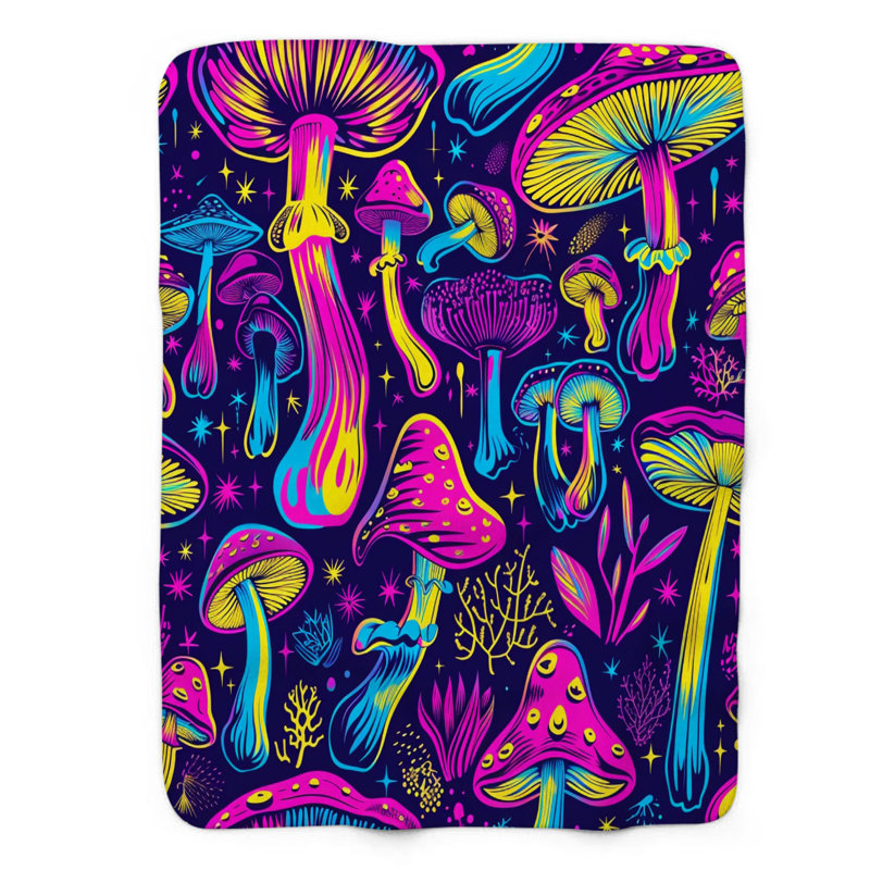 Motif de balise maritime - 1 pièce Sherpa Premium, L 60 po x L 80 po, Trippy Mushroom Art