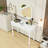 3-Drawer Wooden Makeup Desk with Mirror