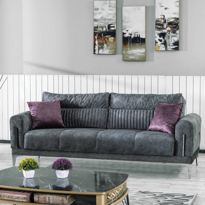 Moda 86.6 in. Fabric Upholstered 3-Seater Sofa