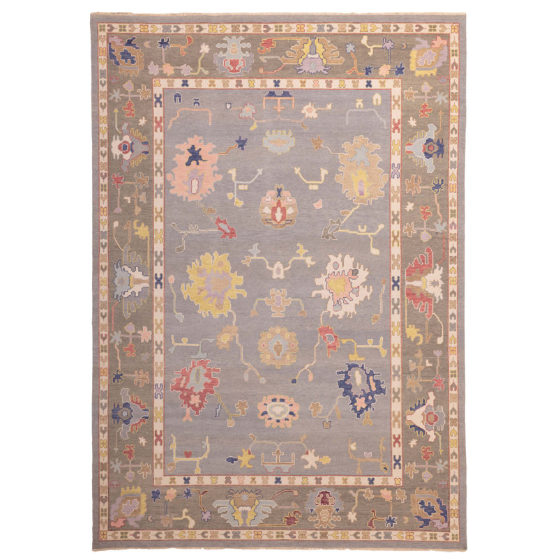 Tapis moderne gris Oushak 9 pi 11 po x 13 pi 10 po