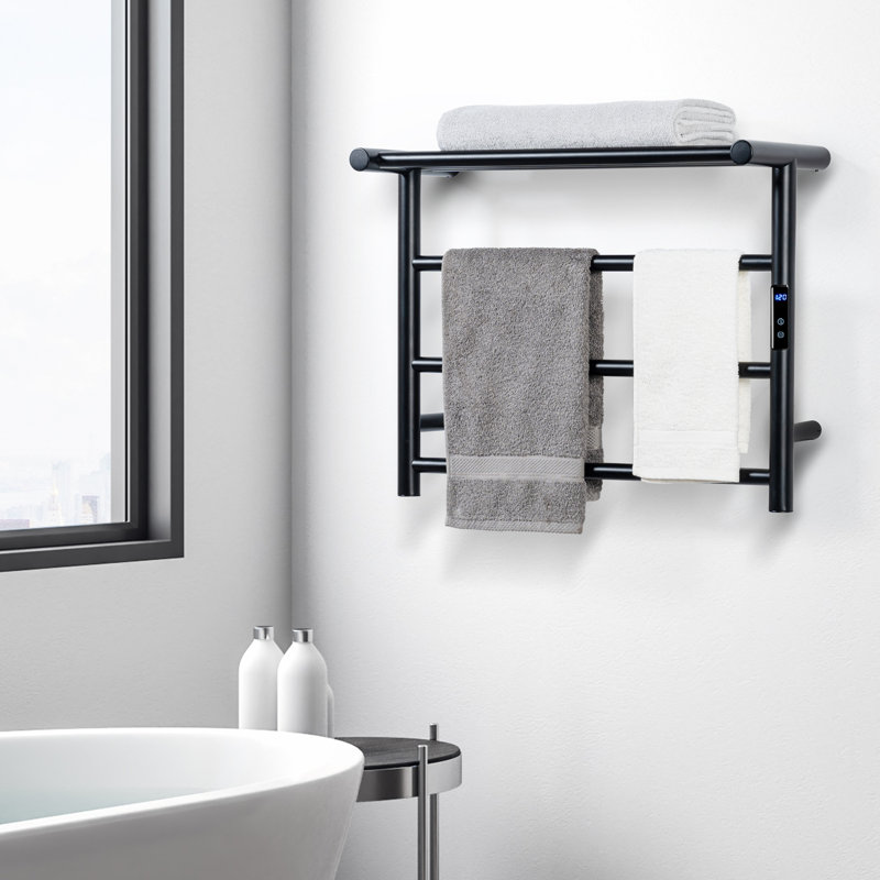Horizontal Traditional Bar Towel Warmer with Bathroom Shelf